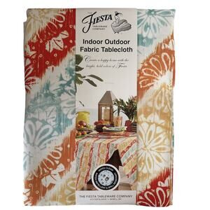 Fiesta Tablecloth Batik Floral Oblong 60x84" Indoor Outdoor NEW